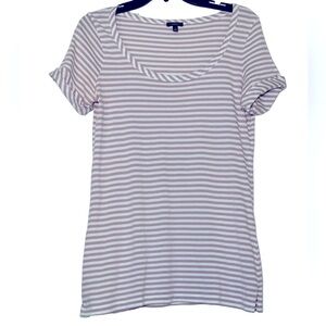 Talbot's T Shirt Purple And White‎ Striped soft Top Cotton Modal Size S